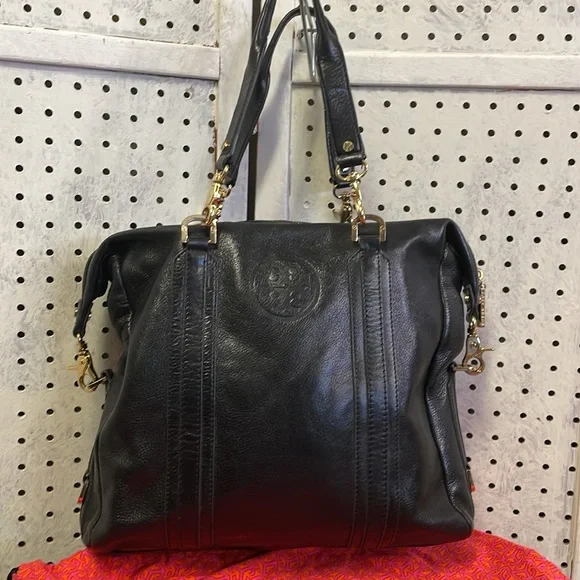 Tory Burch Black Leather Satchel with Gold Hardware - Picture 2 of 10
